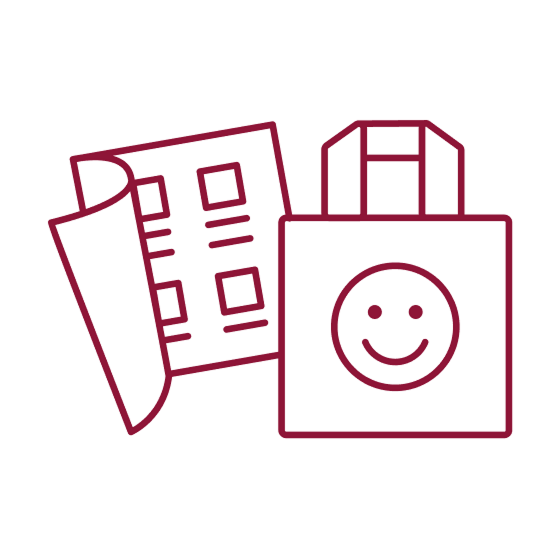 Book Fair flyer and bag icon