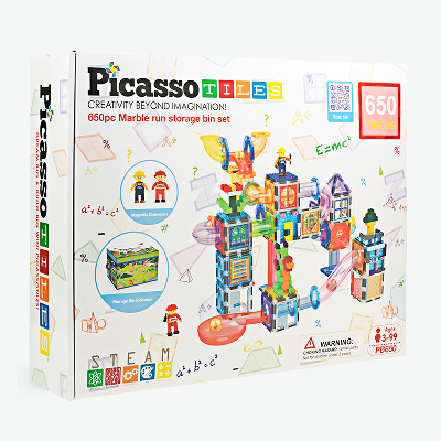 Picassotiles 651Pc Magnetic Tiles With Storage Bin