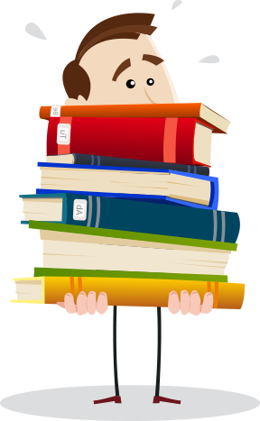 Student with stack of books
